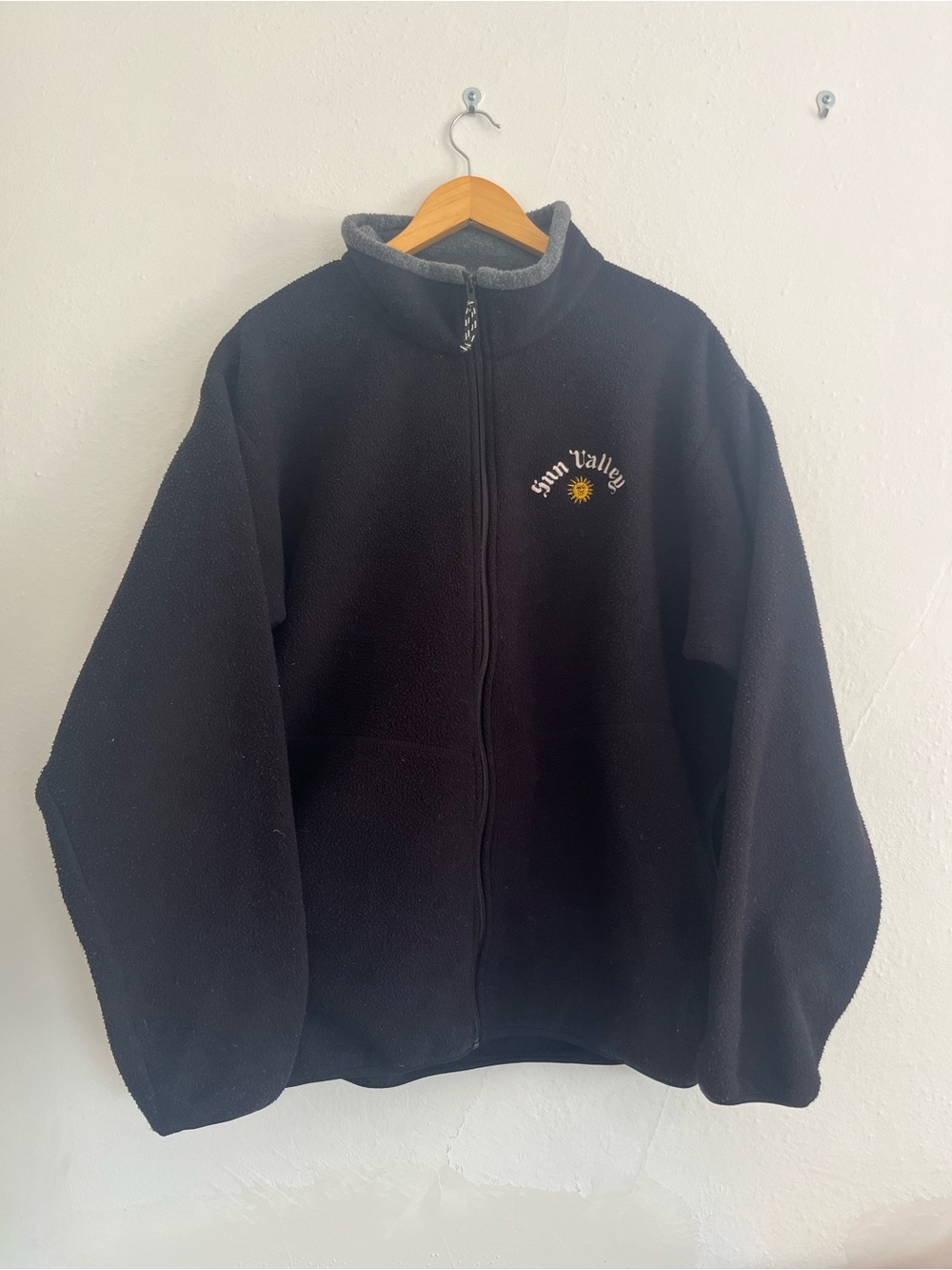 Vintage Black Diamond USA Made Black Full Zip Fleece “Sun Valley” Embroidery XL